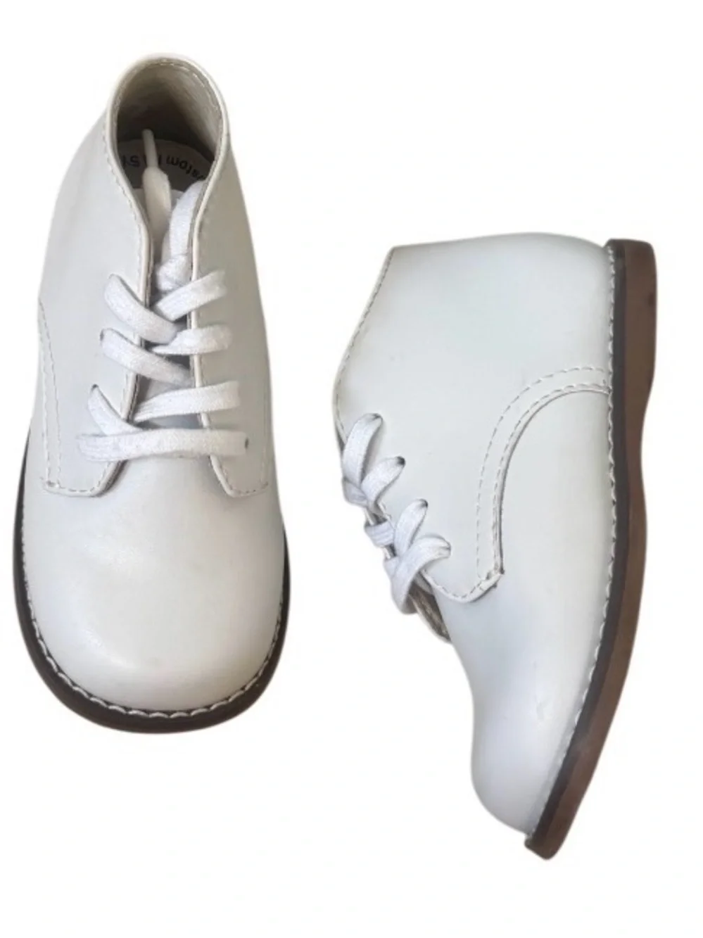 FOOTMATES TODD white leather walkers hi top dress shoes baby boys GIRL’s  size 6